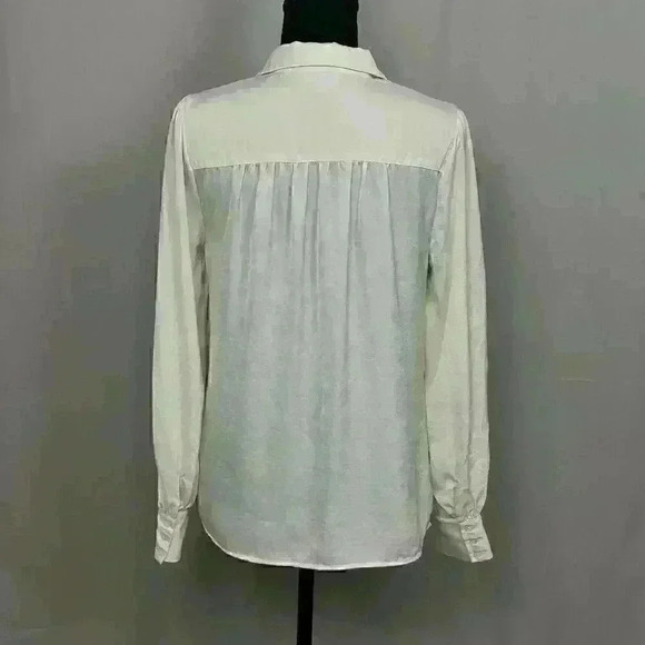 Modcloth Womens Medium Ivory Button Up Blouse Polyester Long Sleeve Ruched Back - Picture 11 of 13